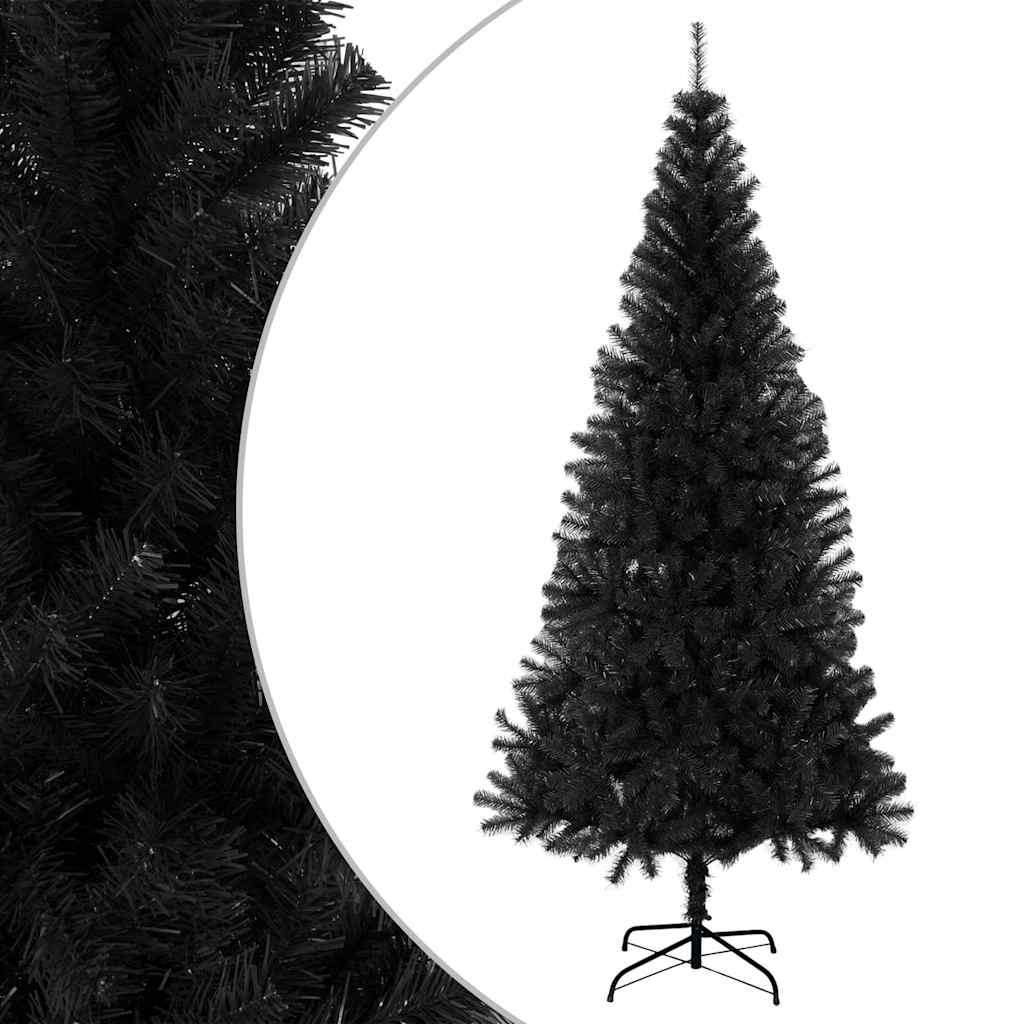 vidaXL Artificial Christmas Tree with Stand Black 180 cm PVC 2