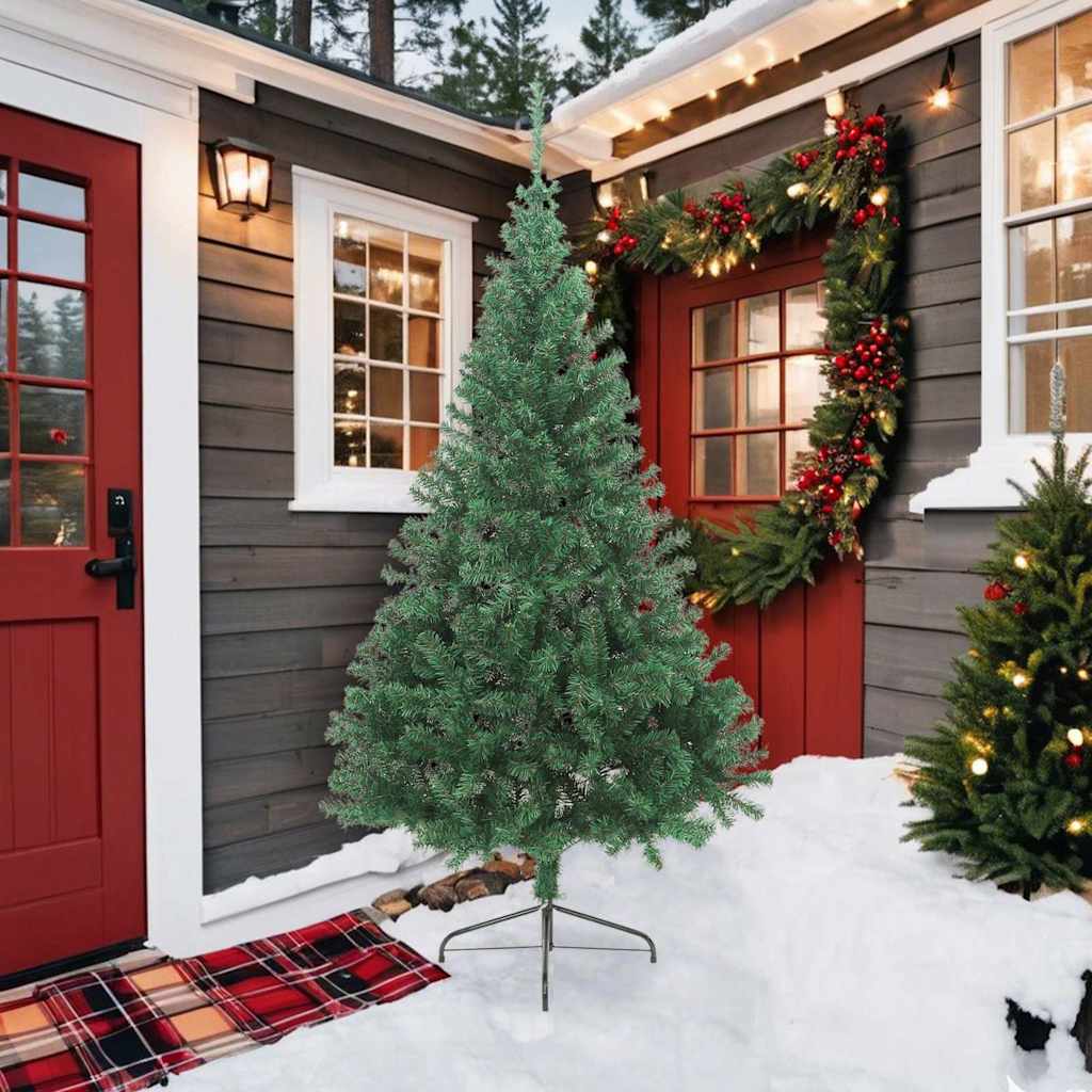 vidaXL Artificial Half Christmas Tree with Stand Green 210 cm PVC 3