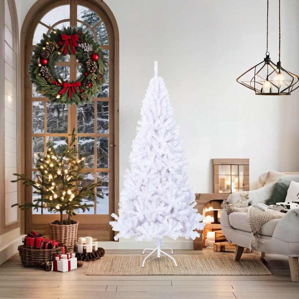 vidaXL Artificial Christmas Tree with Thick Branches White 180 cm PVC 2