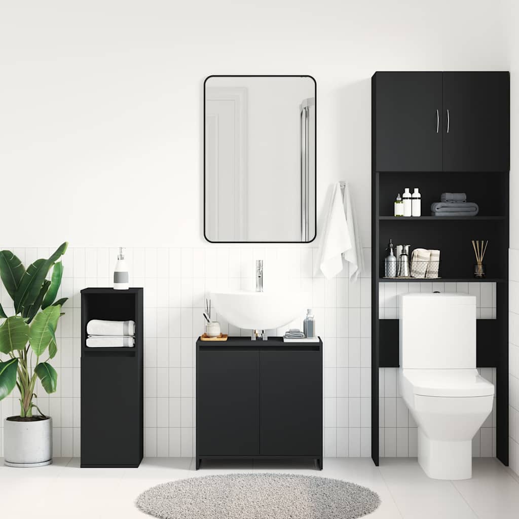 vidaXL Bathroom Cabinet Black 60x33x60 cm Engineered Wood 3