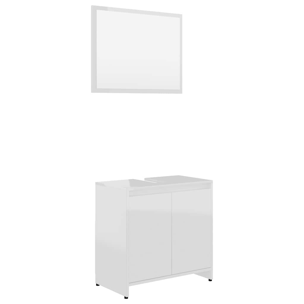 vidaXL Bathroom Furniture Set | High gloss white | Engineered Wood | Standard 2