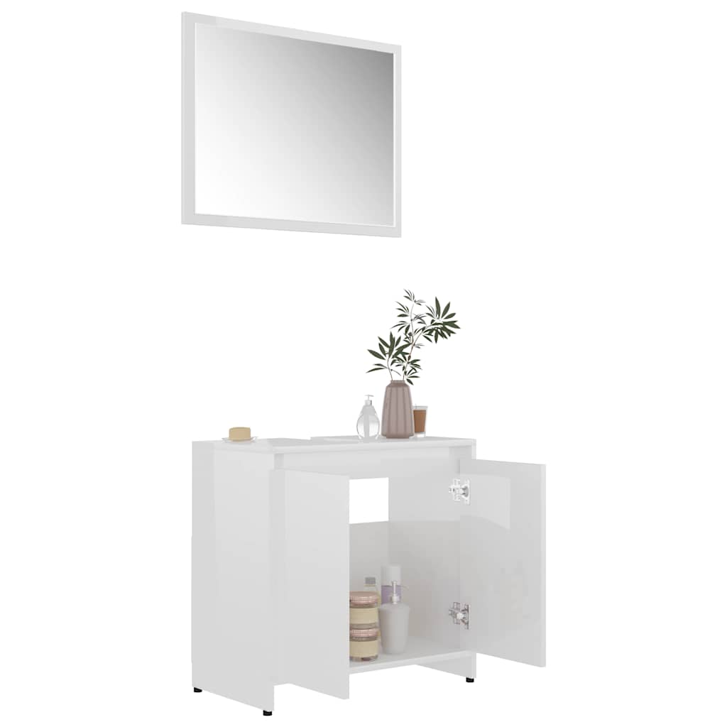 vidaXL Bathroom Furniture Set | High gloss white | Engineered Wood | Standard 3