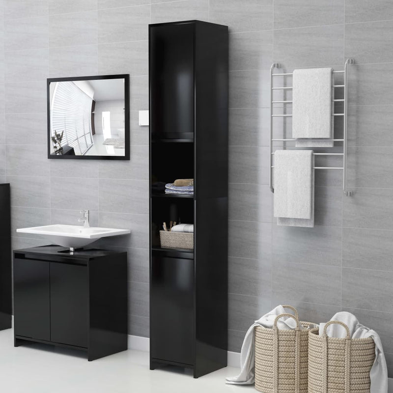 Bathroom Cabinet Black 30x30x183.5 cm Engineered Wood