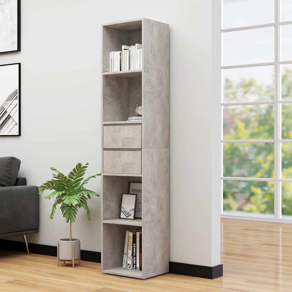 vidaXL Book Cabinet | Concrete Grey | Engineered Wood | Medium | Book Cabinet 1