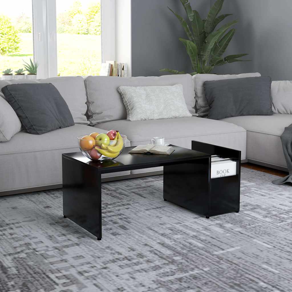 vidaXL Coffee Table | Black | Engineered wood | 90 x 45 x 35 cm | Coffee Table 1