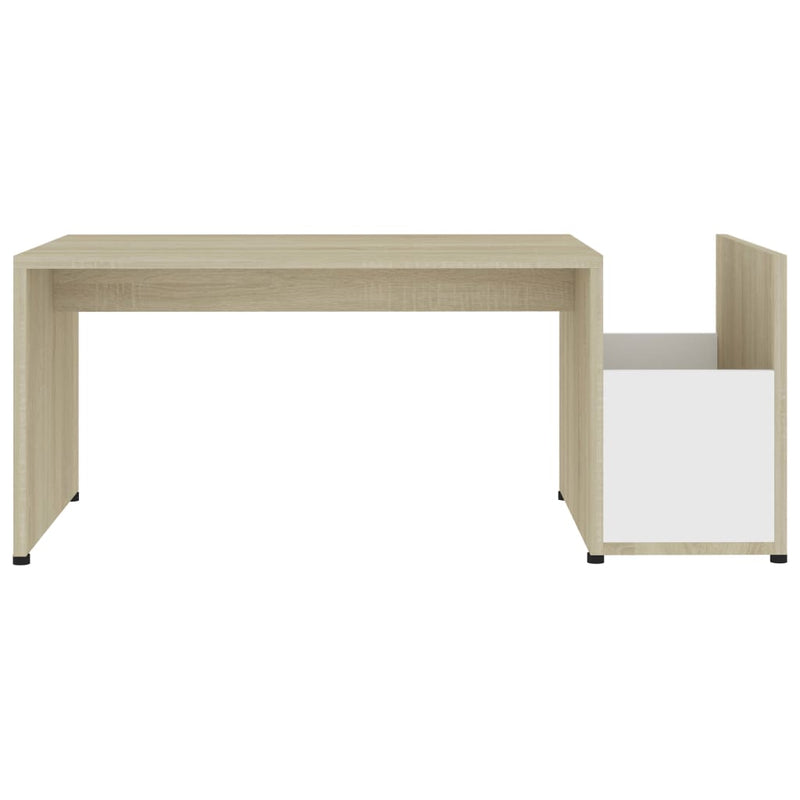 Coffee Table White and Sonoma Oak 90x45x35 cm Engineered Wood