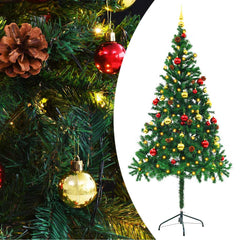 vidaXL Artificial Pre-lit Christmas Tree with Baubles Green 180 cm 1