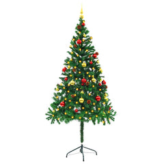 vidaXL Artificial Pre-lit Christmas Tree with Baubles Green 180 cm 6
