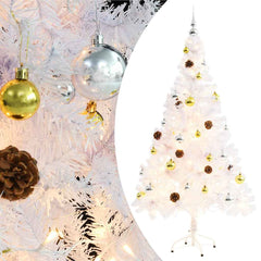vidaXL Artificial Pre-lit Christmas Tree with Baubles White 150 cm 1