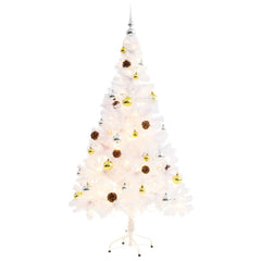 vidaXL Artificial Pre-lit Christmas Tree with Baubles White 150 cm 2