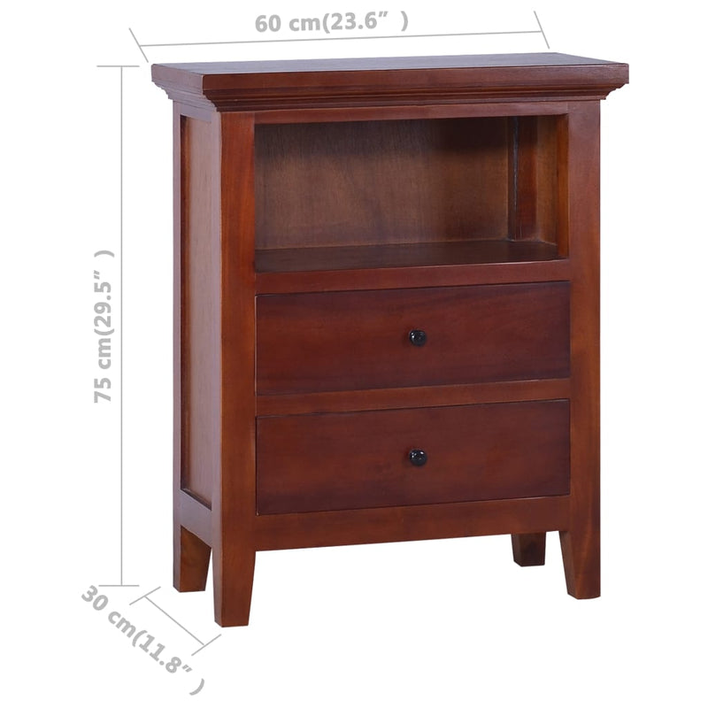 Side Cabinet Classical Brown 60x30x75 cm Solid Mahogany Wood