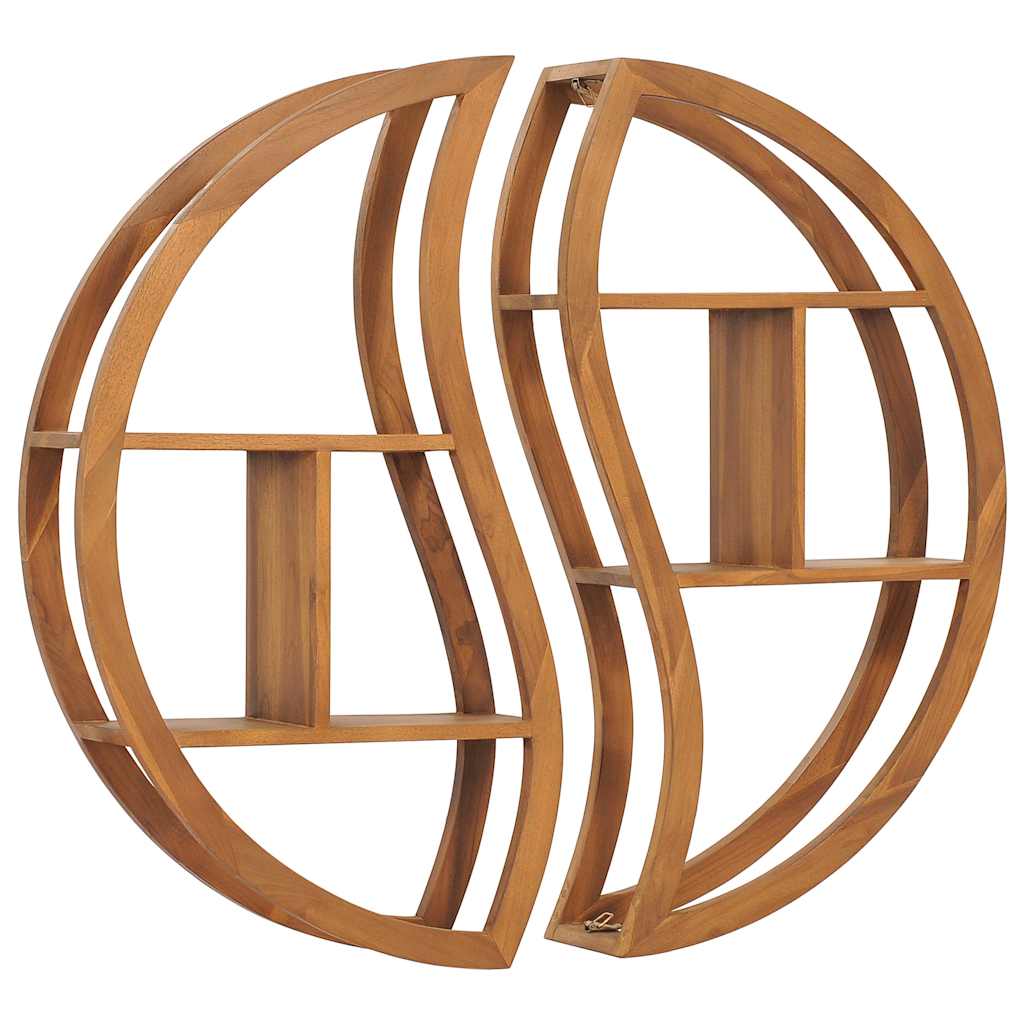 320772 vidaXL Yin Yang Wall Shelf 100x20x100 cm Solid Teak Wood 3