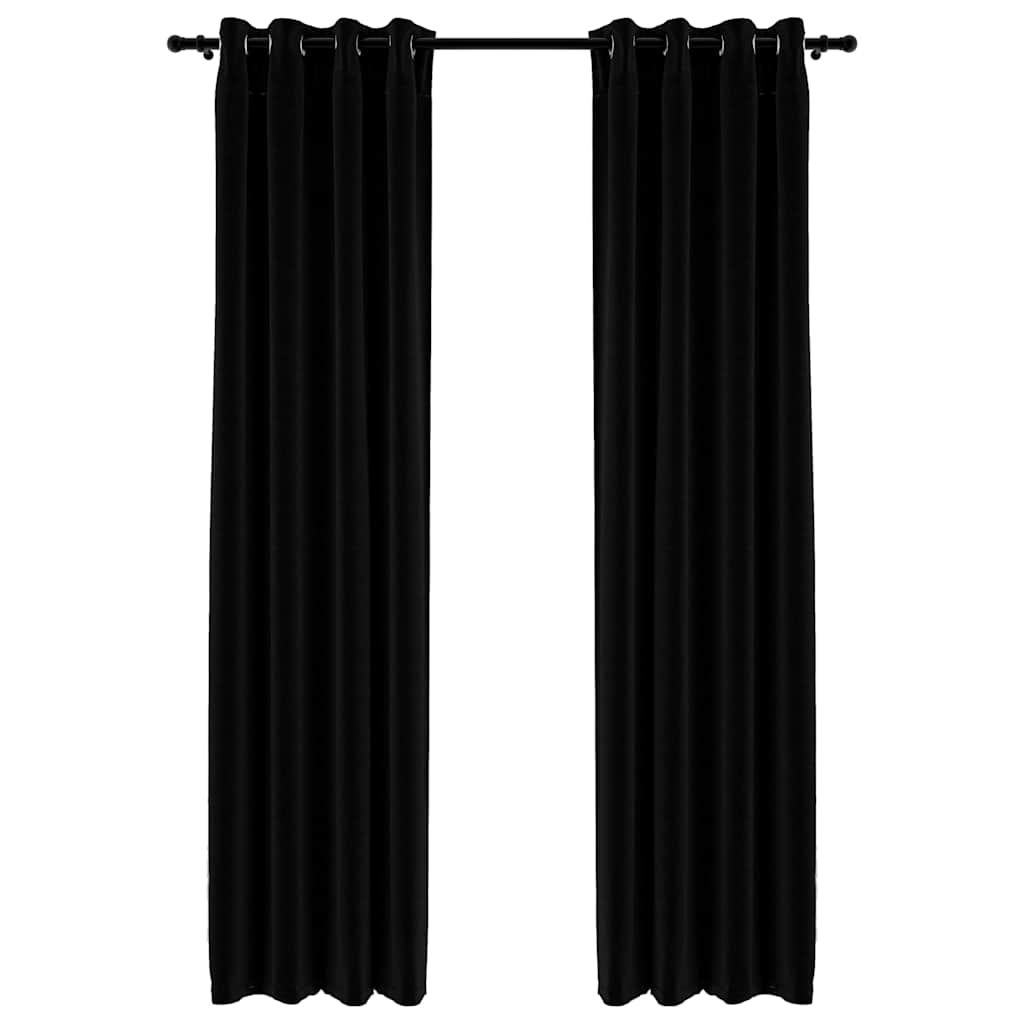 vidaXL Linen-Look Blackout Curtains with Grommets 2pcs Black 140x245cm 2