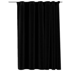 vidaXL Linen-Look Blackout Curtains with Hooks Black 290x245 cm 2