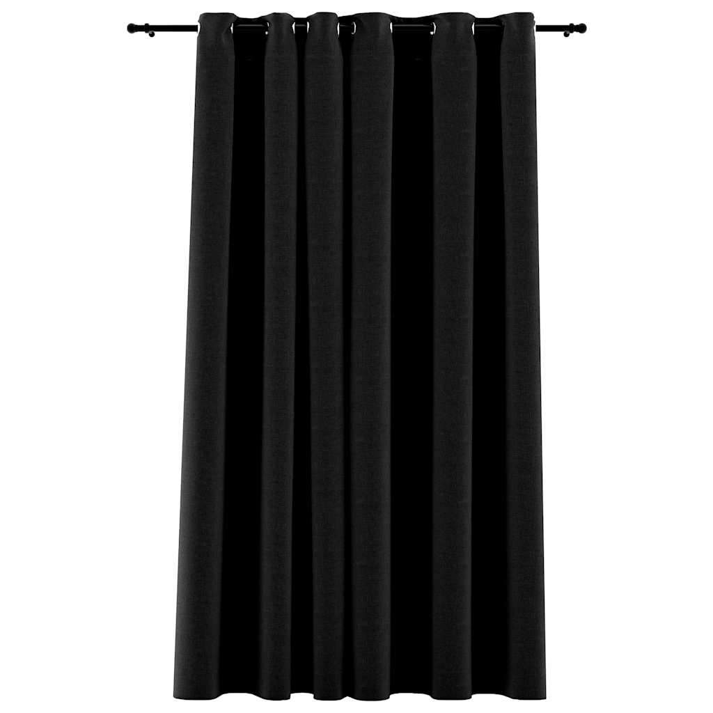 vidaXL Linen-Look Blackout Curtains with Gromments Anthracite 290x245cm 2