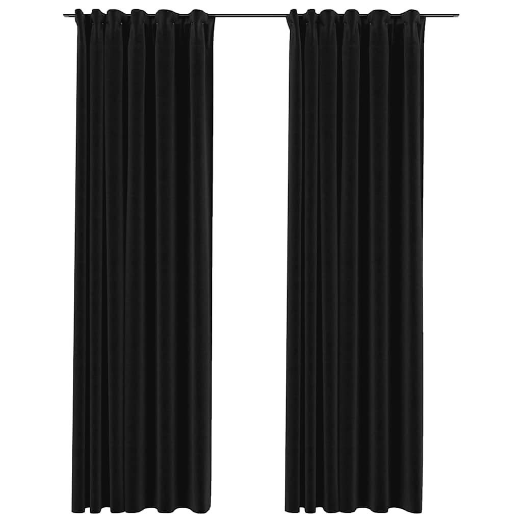 vidaXL Linen-Look Blackout Curtains with Hooks 2 pcs Anthracite 140x245 cm 2
