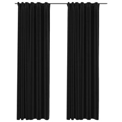 vidaXL Linen-Look Blackout Curtains with Hooks 2 pcs Anthracite 140x245 cm 2