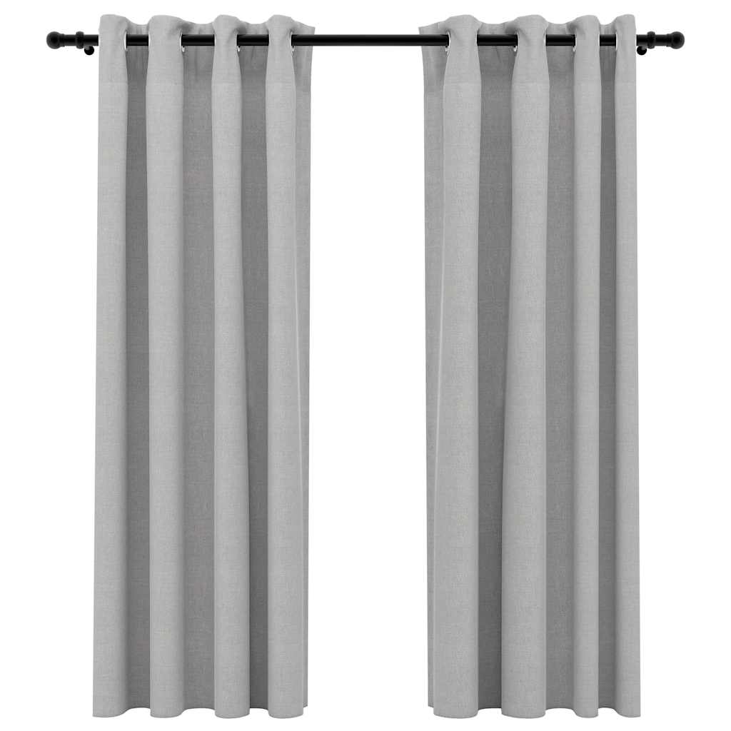 vidaXL Linen-Look Blackout Curtains with Grommets 2pcs Grey 140x175cm 2