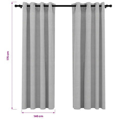 vidaXL Linen-Look Blackout Curtains with Grommets 2pcs Grey 140x175cm 6