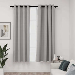 vidaXL Linen-Look Blackout Curtains with Grommets 2pcs Grey 140x175cm 1