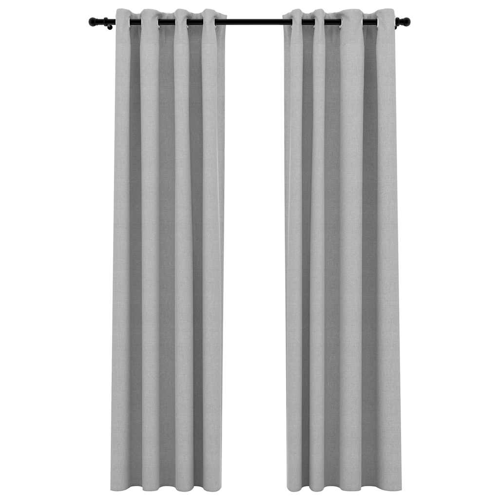 vidaXL Linen-Look Blackout Curtains with Grommets 2pcs Grey 140x225cm 2