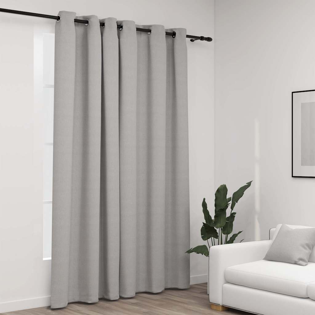 vidaXL Linen-Look Blackout Curtains with Grommets Grey 290x245cm 1