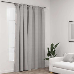 vidaXL Linen-Look Blackout Curtain with Hooks Grey 290x245 cm 1