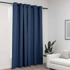 vidaXL Linen-Look Blackout Curtains with Grommets Blue 290x245cm 1