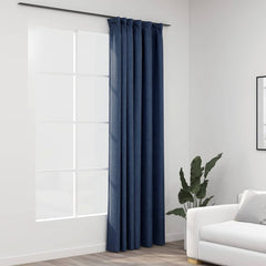 vidaXL Linen-Look Blackout Curtains with Hooks Blue 290x245 cm 1