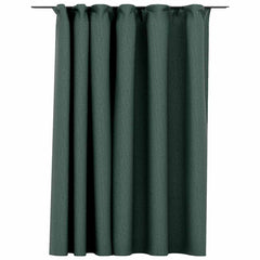 vidaXL Linen-Look Blackout Curtain with Hooks Green 290x245 cm 2