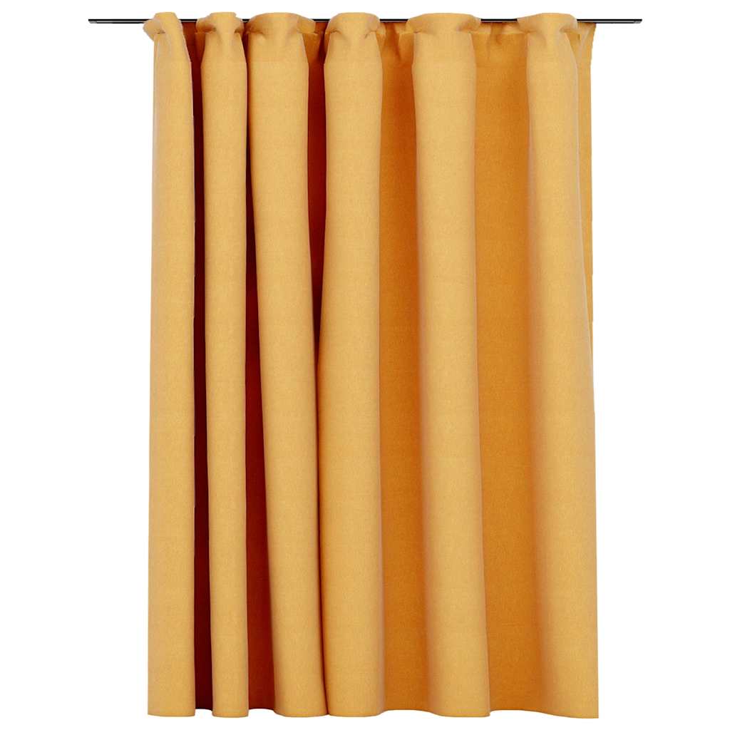 vidaXL Linen-Look Blackout Curtain with Hooks Yellow 290x245 cm 2