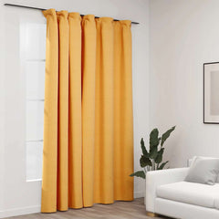 vidaXL Linen-Look Blackout Curtain with Hooks Yellow 290x245 cm 1