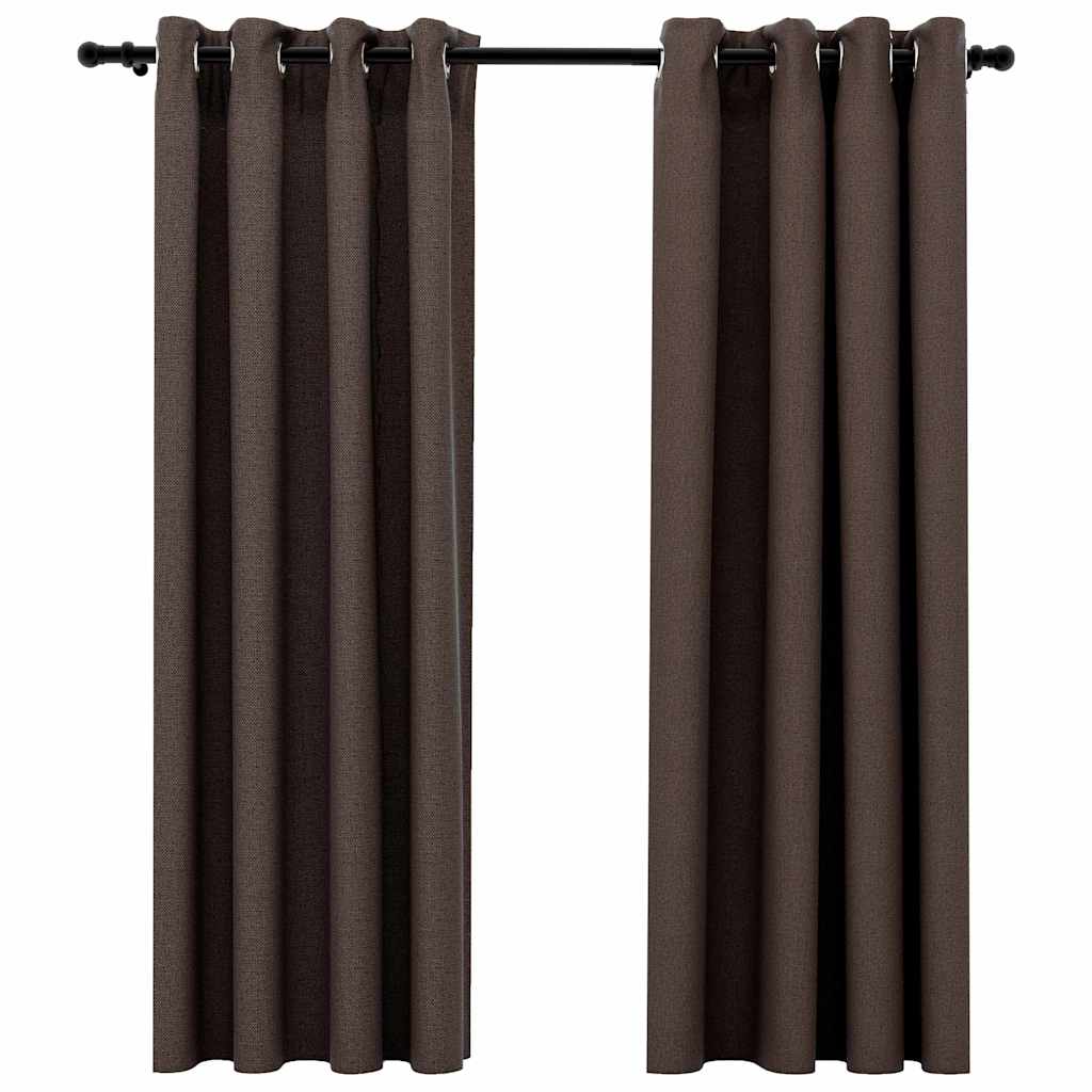 321200 vidaXL Linen-Look Blackout Curtains with Grommets 2pcs Taupe 140x175cm 2