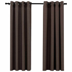 321200 vidaXL Linen-Look Blackout Curtains with Grommets 2pcs Taupe 140x175cm 2