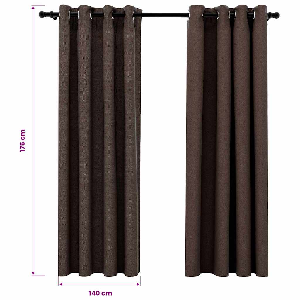 321200 vidaXL Linen-Look Blackout Curtains with Grommets 2pcs Taupe 140x175cm 6