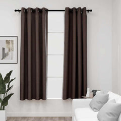 321200 vidaXL Linen-Look Blackout Curtains with Grommets 2pcs Taupe 140x175cm 1