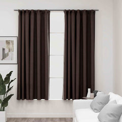 vidaXL Linen-Look Blackout Curtains with Hooks 2 pcs Taupe 140x175 cm 1