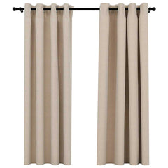 vidaXL Linen-Look Blackout Curtains with Grommets 2pcs Beige 140x175cm 2