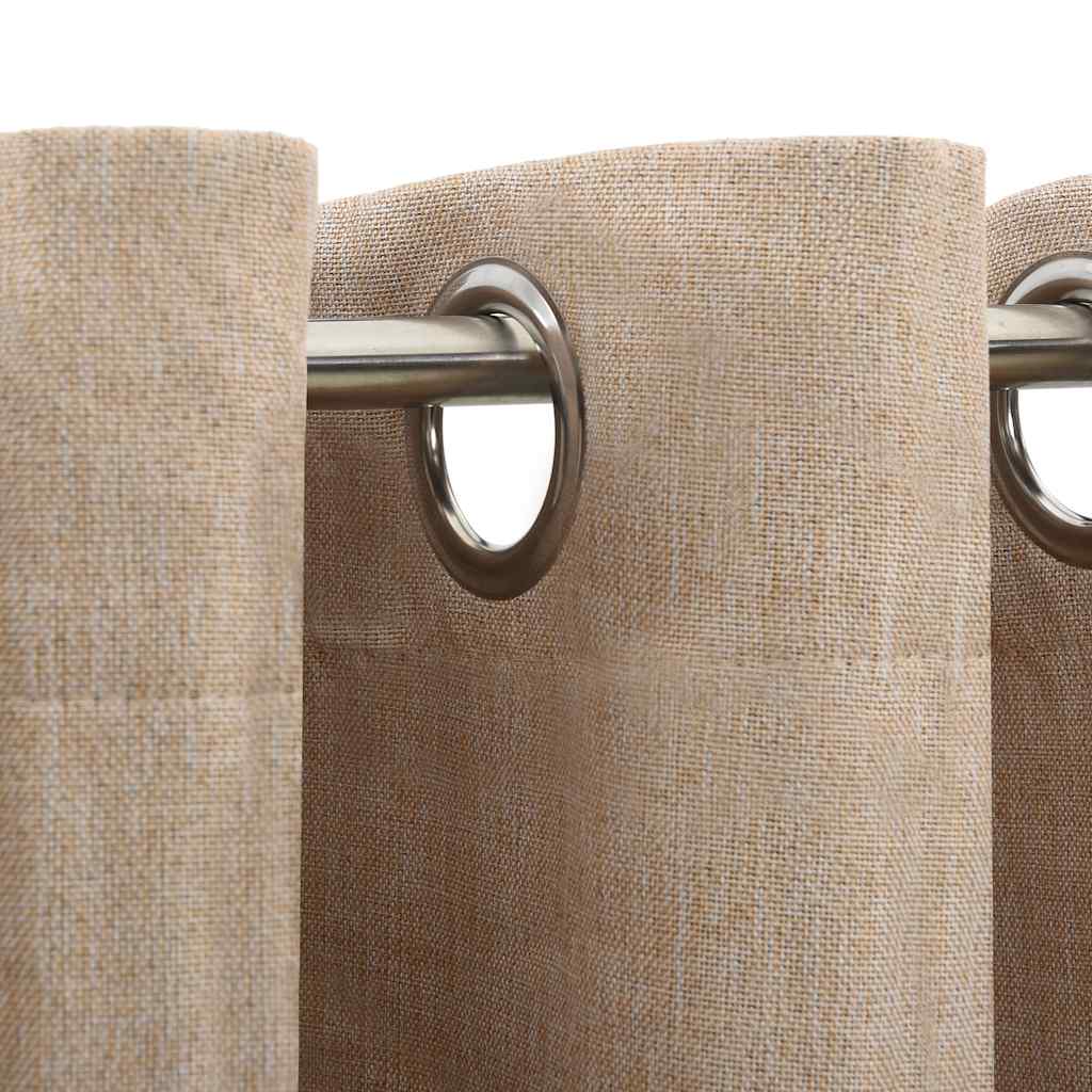 vidaXL Linen-Look Blackout Curtains with Grommets 2pcs Beige 140x175cm 3