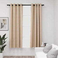 vidaXL Linen-Look Blackout Curtains with Grommets 2pcs Beige 140x175cm 1