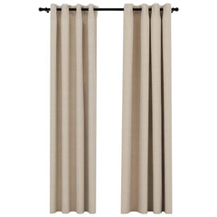 vidaXL Linen-Look Blackout Curtains with Grommets 2pcs Beige 140x225cm 2