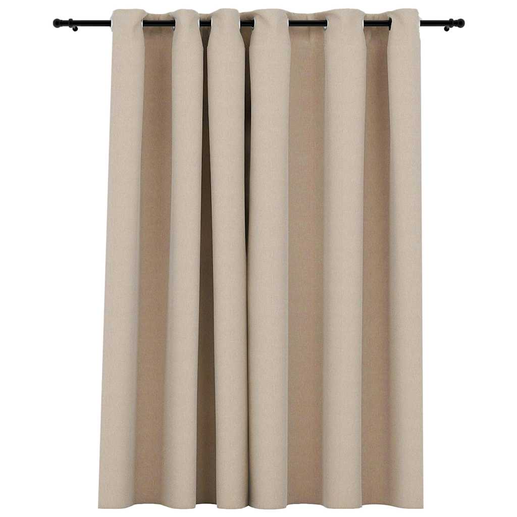 vidaXL Linen-Look Blackout Curtain with Grommets Beige 290x245cm 2