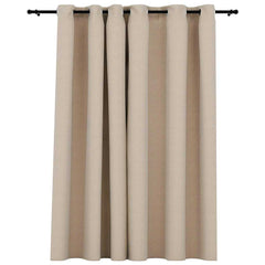 vidaXL Linen-Look Blackout Curtain with Grommets Beige 290x245cm 2