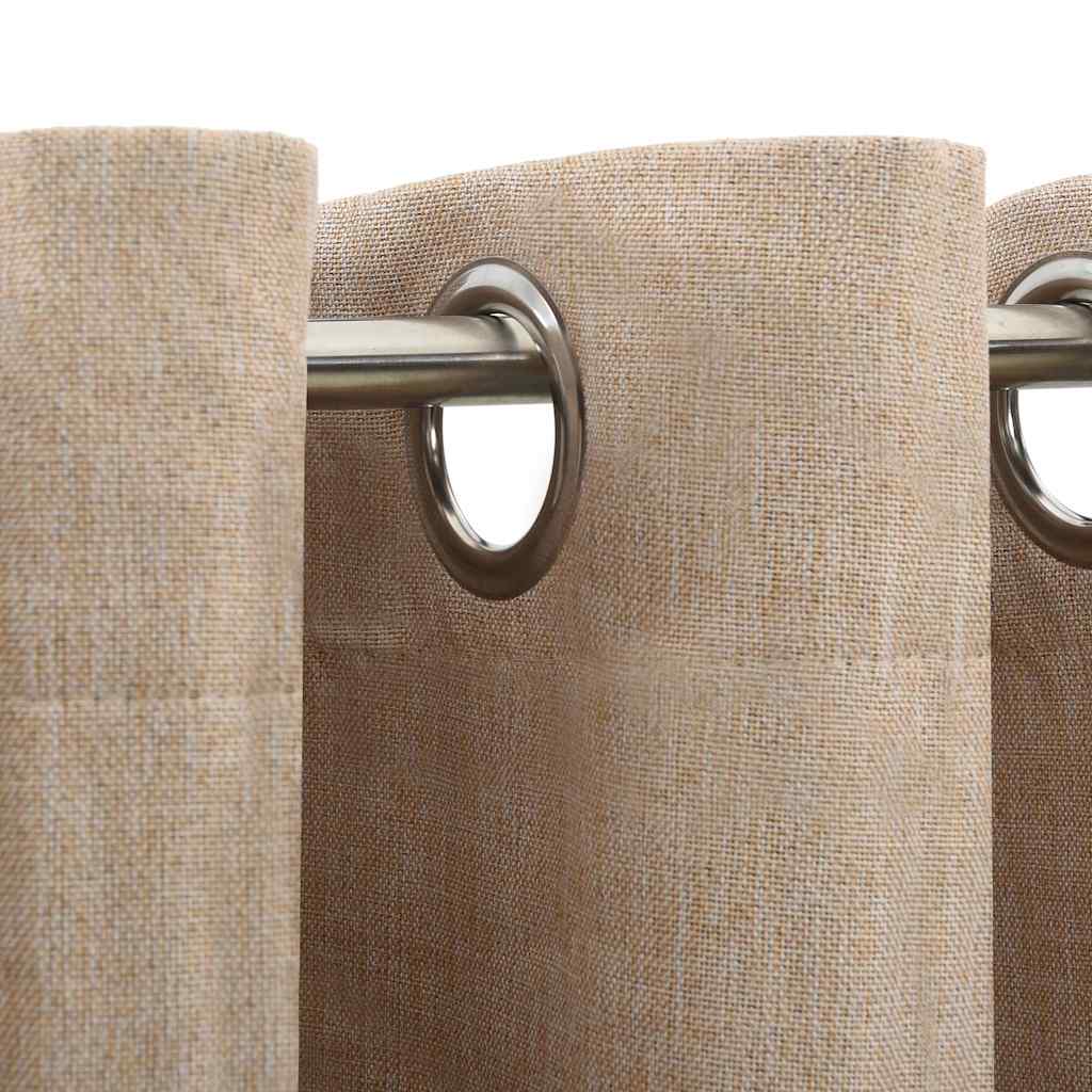 vidaXL Linen-Look Blackout Curtain with Grommets Beige 290x245cm 3