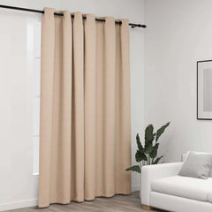 vidaXL Linen-Look Blackout Curtain with Grommets Beige 290x245cm 1