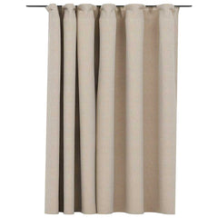 vidaXL Linen-Look Blackout Curtain with Hooks Beige 290x245 cm 2