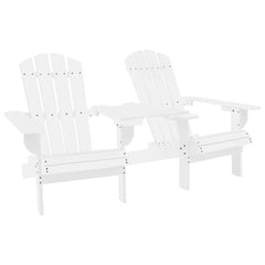 Garden Adirondack Chairs with Tea Table Solid Fir Wood White