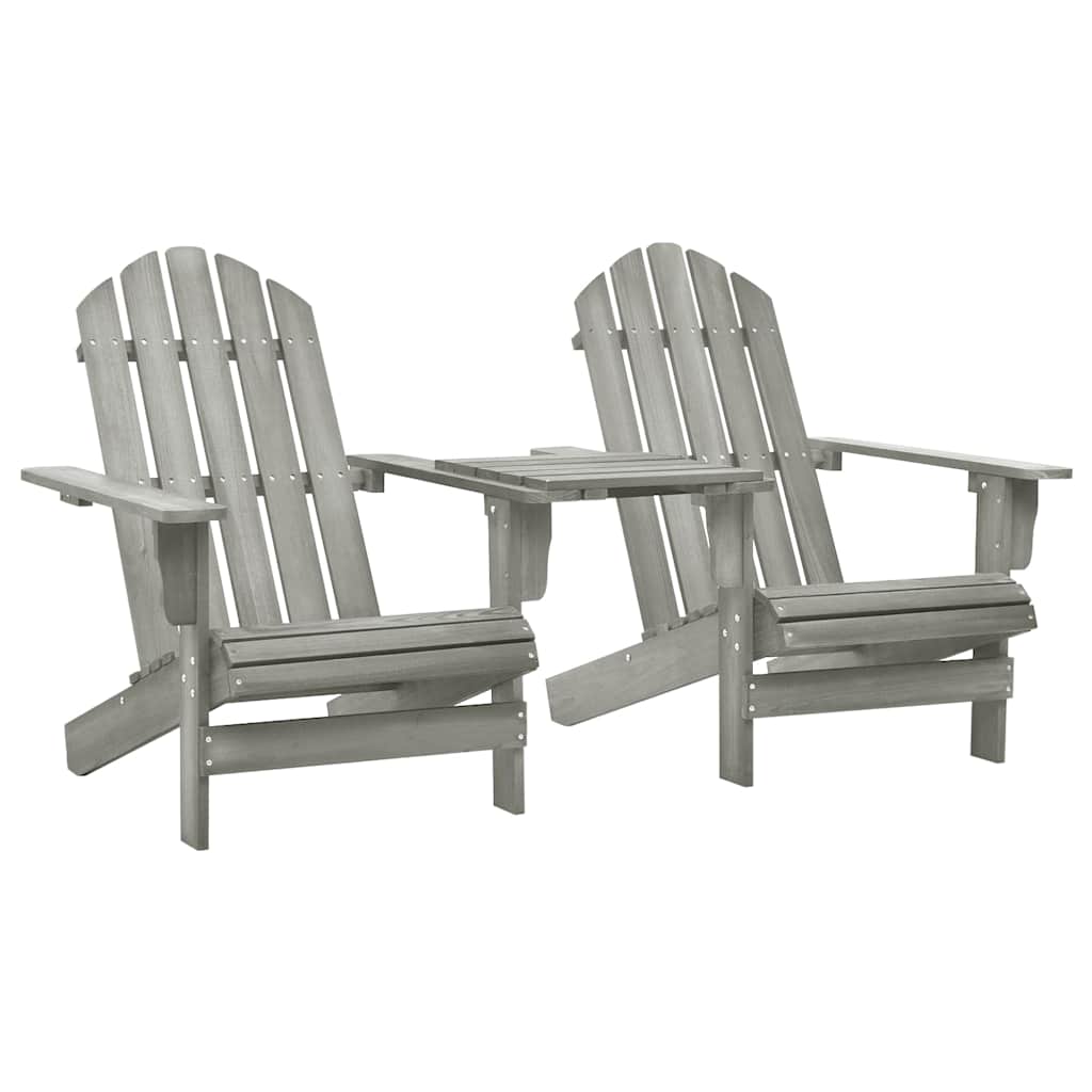 Garden Adirondack Chairs with Tea Table Solid Fir Wood Grey