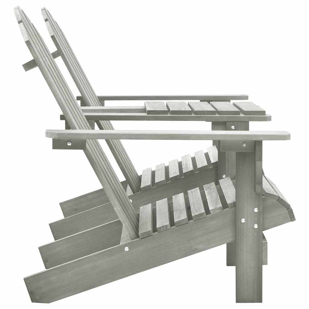 Garden Adirondack Chairs with Tea Table Solid Fir Wood Grey