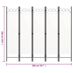 320707 vidaXL 5-Panel Room Divider White 200x180 cm 6